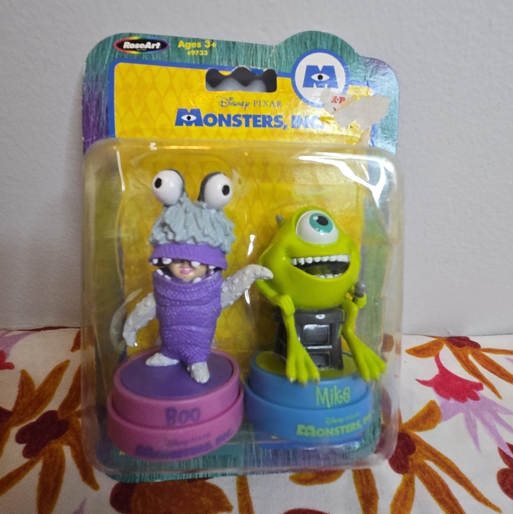 2001 Sealed Roseart Monsters Inc. Figurine Stamper Boo & Mike